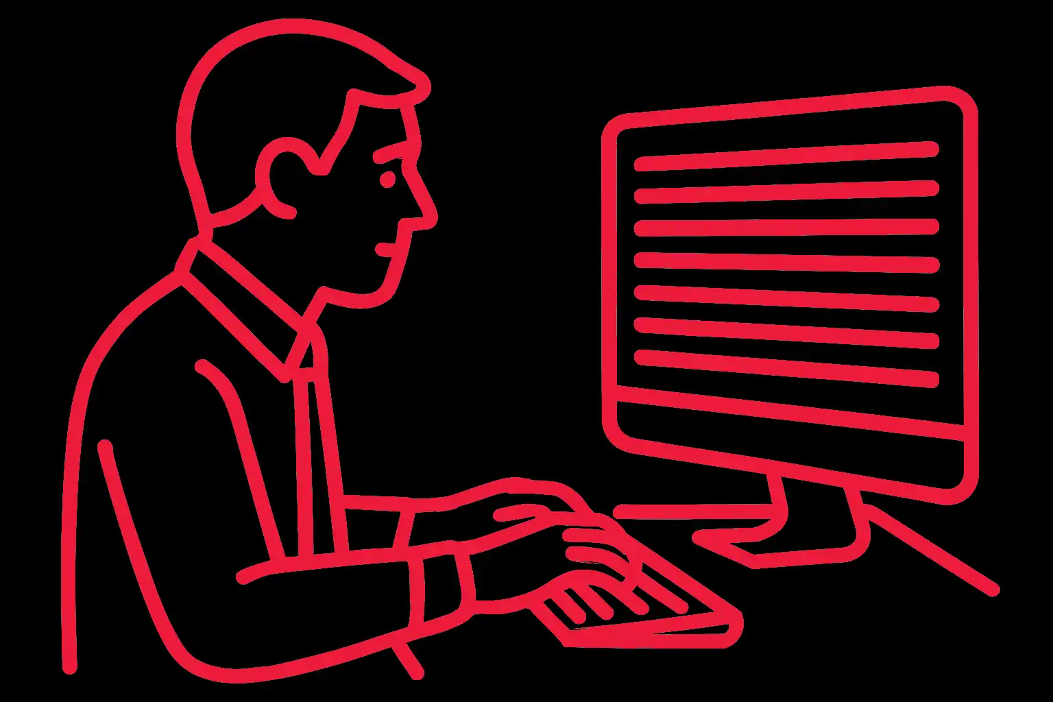 copywriter Illustration of man working on computer.