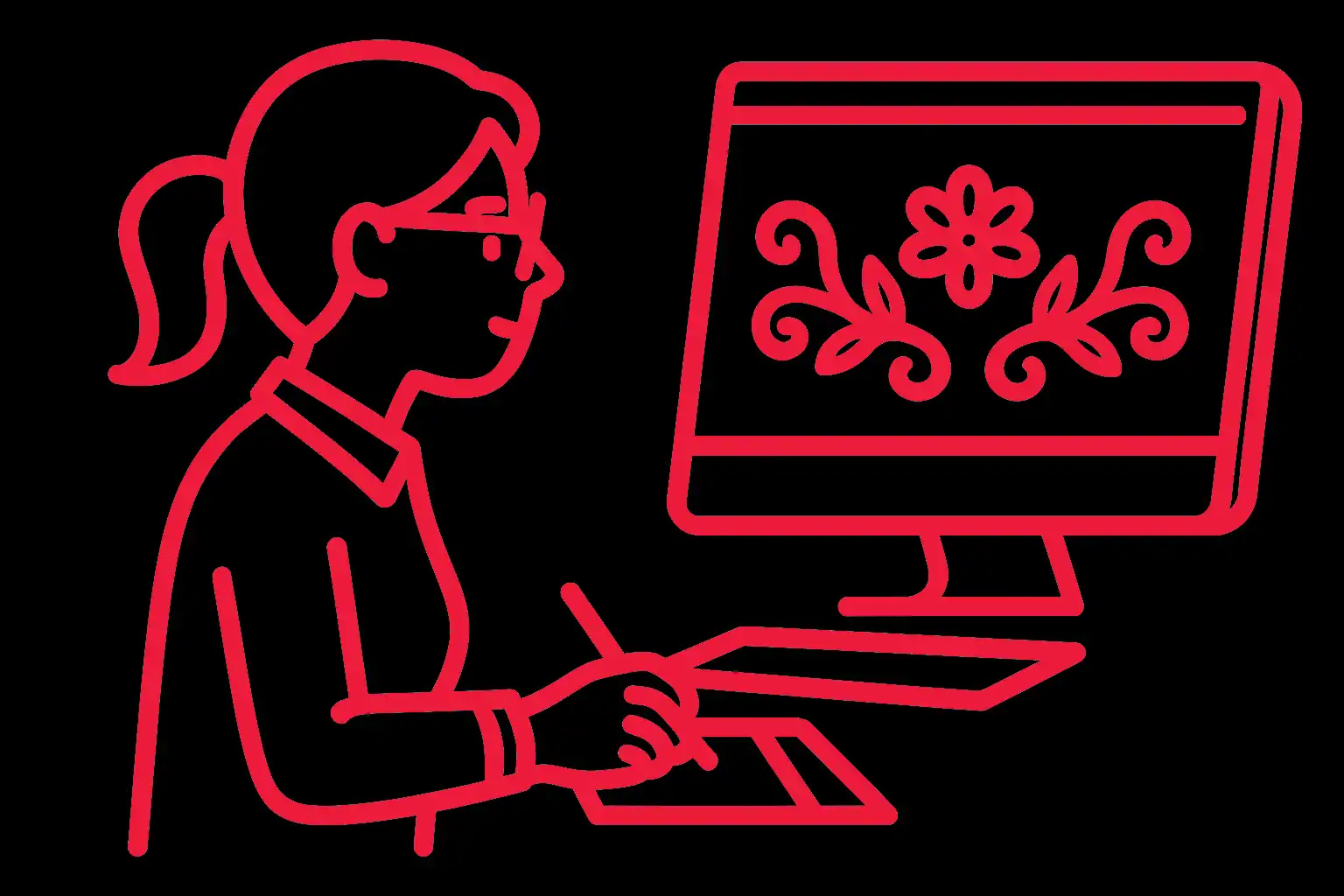 graphic designer Graphic designer working on digital art at computer.