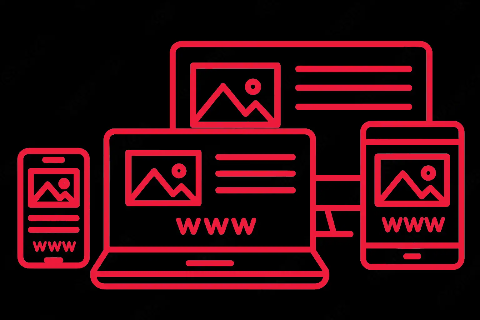 web design image red Responsive web design on multiple devices icon